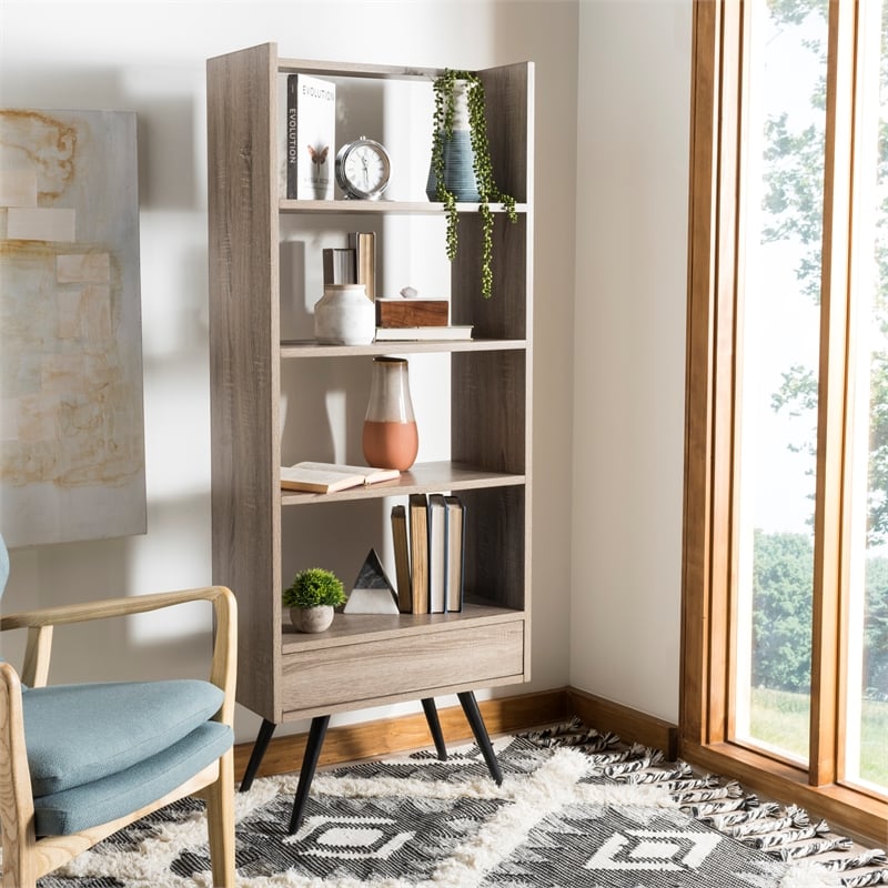 Safavieh Terrence Wood and Iron Etagere in Light Brown / Black