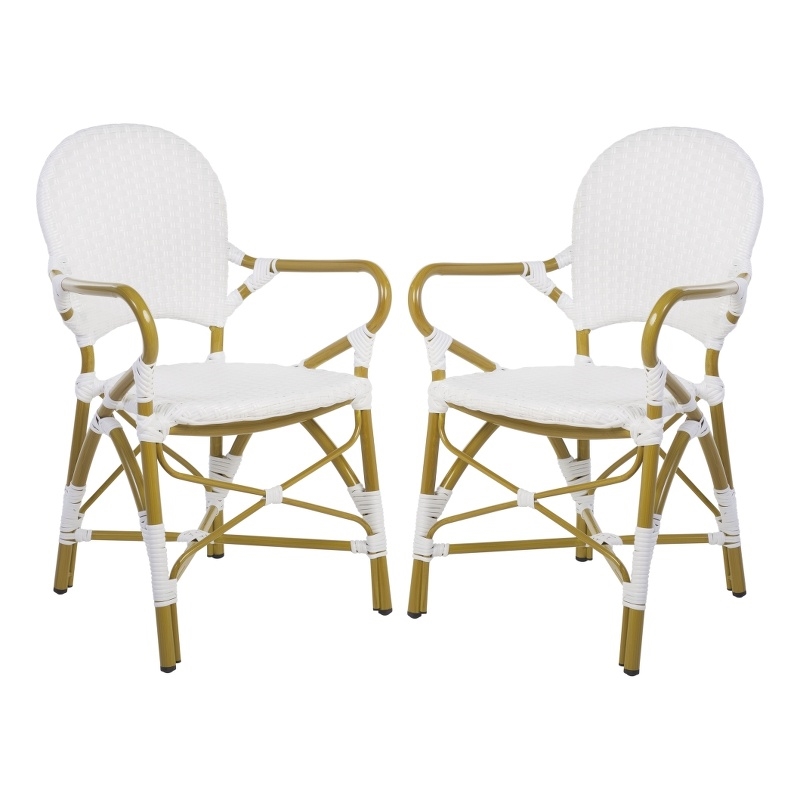 Safavieh Hooper Wood and Metal Arm Chair in White