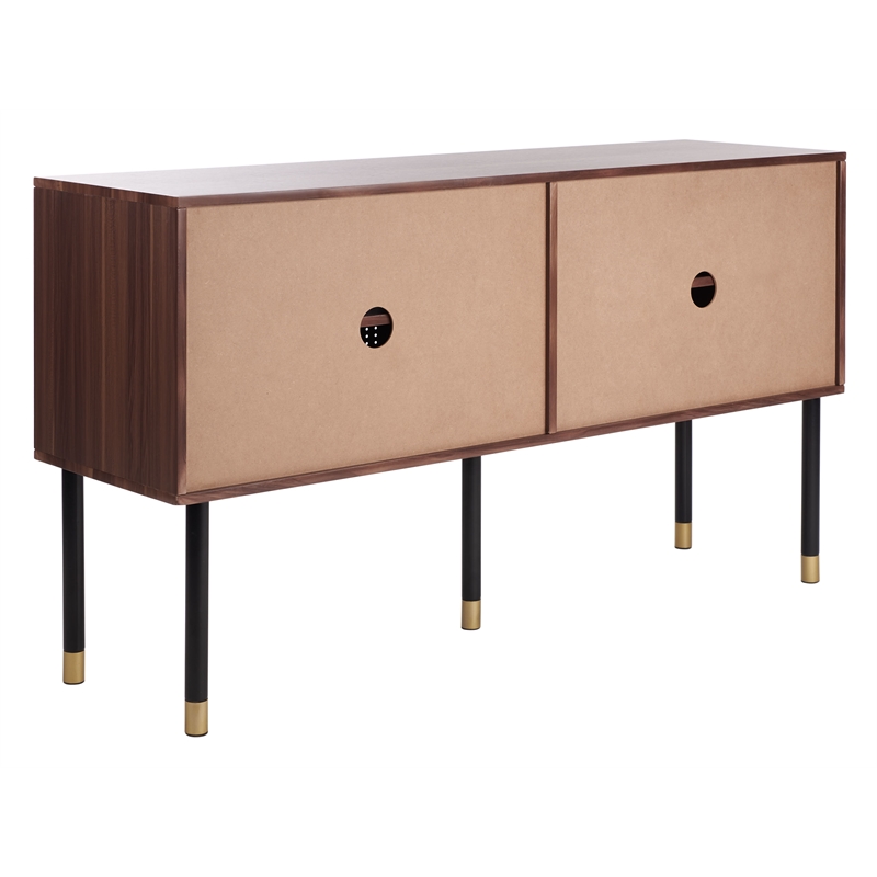 Safavieh Shiloh Wood and Metal Media Stand in White / Walnut