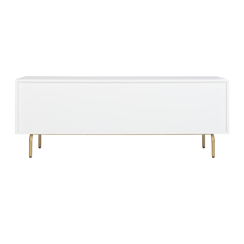Safavieh Genevieve Wood and Metal Media Stand  in Walnut / White