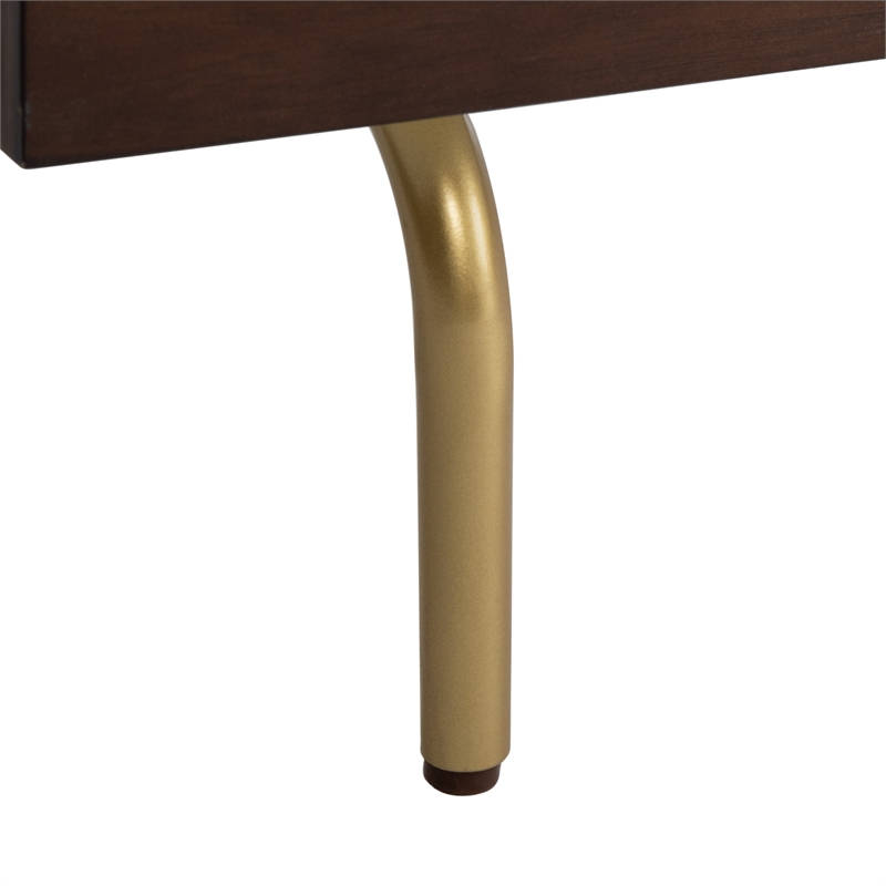 Safavieh Genevieve Wood and Metal Media Stand  in Walnut / White