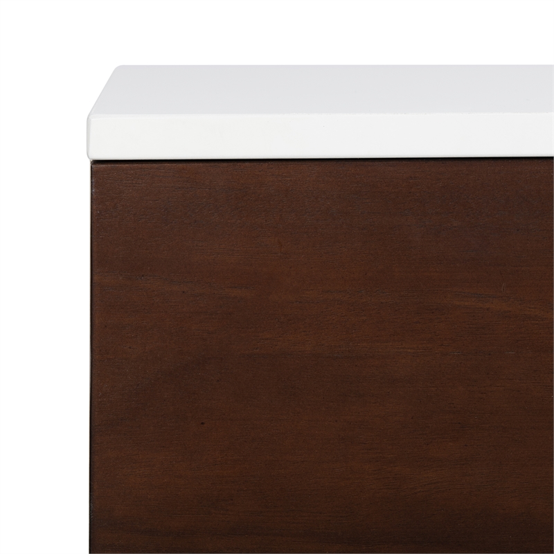 Safavieh Genevieve Wood and Metal Media Stand  in Walnut / White
