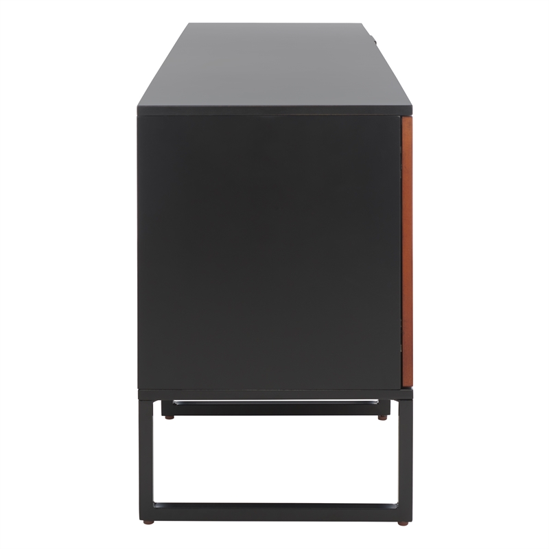 Safavieh Vance Wood and Metal 1Door 2Drawer 2Shelf Media Stand in Black / Brown