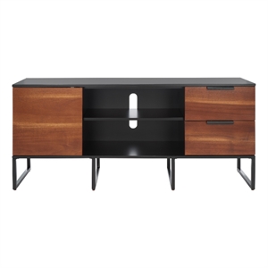 Safavieh Vance Wood and Metal 1Door 2Drawer 2Shelf Media Stand in Black / Brown