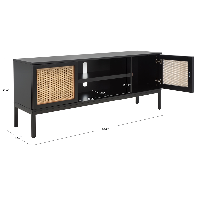Safavieh Zadie 2 Shelf Wood Media Stand in Black / Natural
