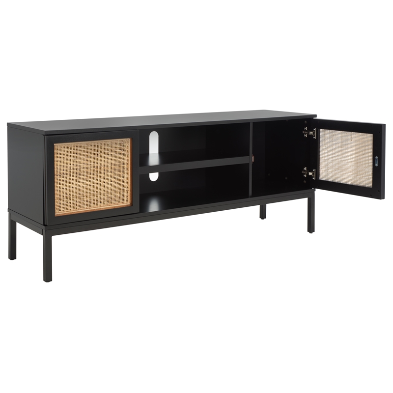 Safavieh Zadie 2 Shelf Wood Media Stand in Black / Natural