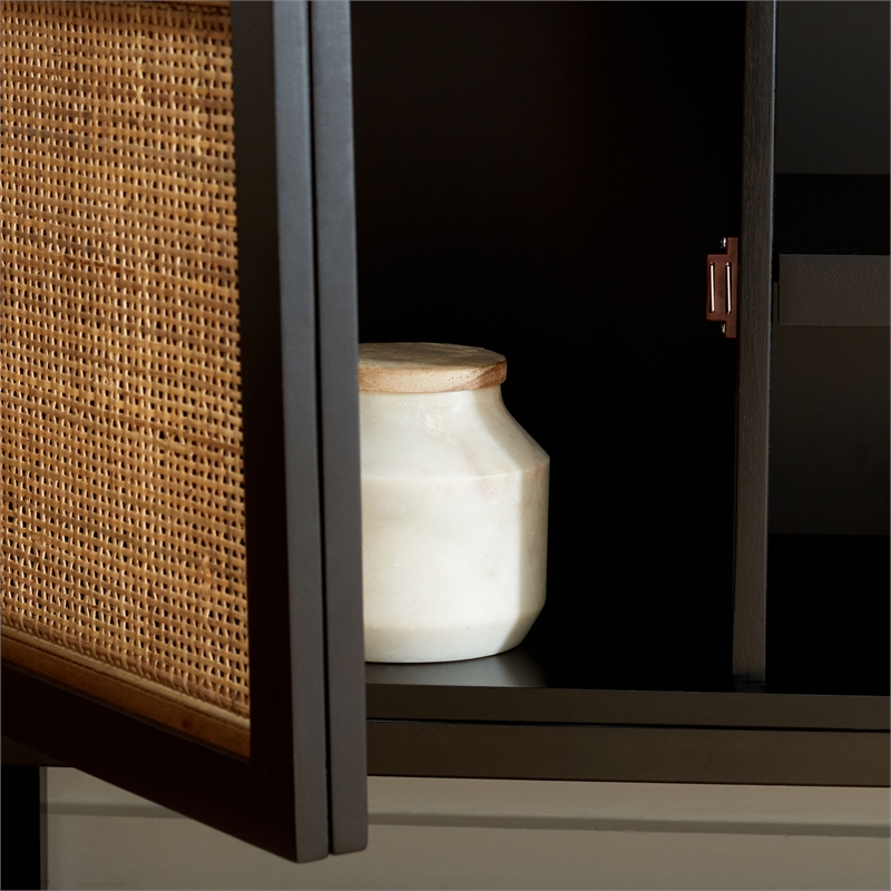 Safavieh Zadie 2 Shelf Wood Media Stand in Black / Natural