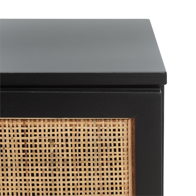 Safavieh Zadie 2 Shelf Wood Media Stand in Black / Natural