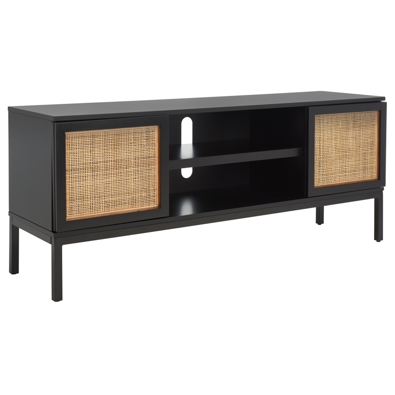 Safavieh Zadie 2 Shelf Wood Media Stand in Black / Natural