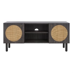Safavieh Ophelia Wood 2Door 2Shelf Media Stand in Black / Natural