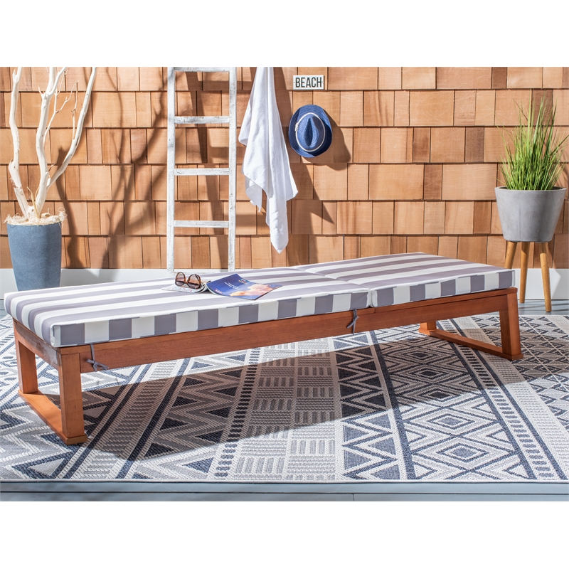 Safavieh Solano Wood Sunlounger in Natural / Gray