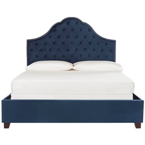 Safavieh Beckham Wood and Polyester Bed in Navy