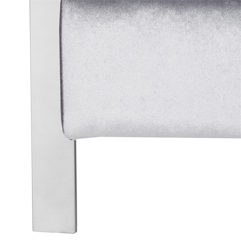 Safavieh Walden Wood and Polyester Velvet Accent Chair in Light Gray