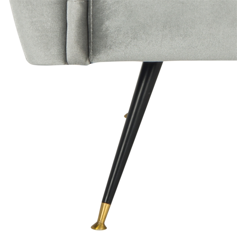 Safavieh Mira Wood and Polyester Velvet Accent Chair in Light Gray