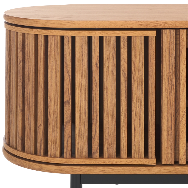 Safavieh Enid 4 Door Media Stand Wood and Metal  in Oak / Black