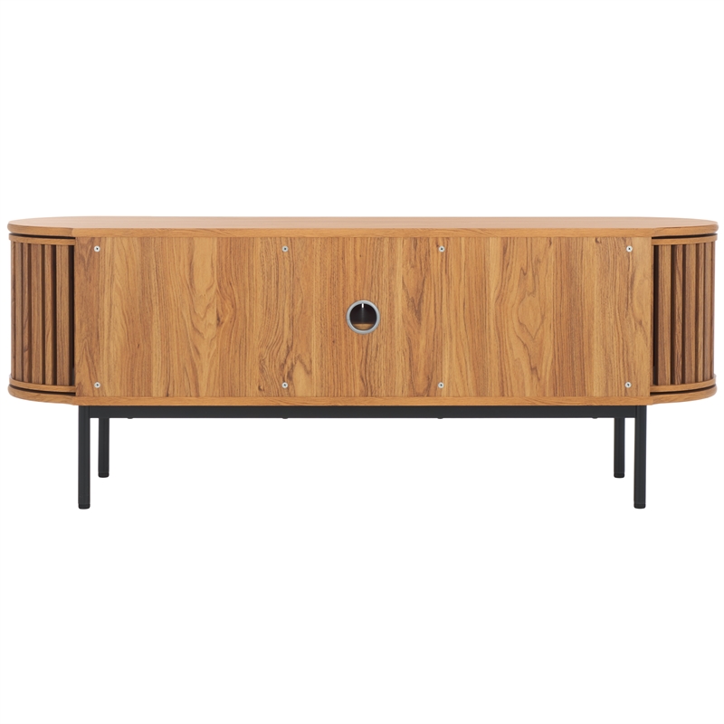 Safavieh Enid 4 Door Media Stand Wood and Metal  in Oak / Black