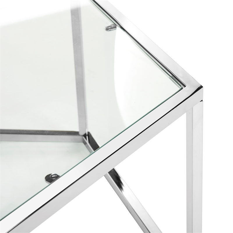 Safavieh Eliana Iron and Glass Coffee Table in Chrome