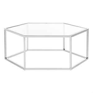 Safavieh Eliana Iron and Glass Coffee Table in Chrome