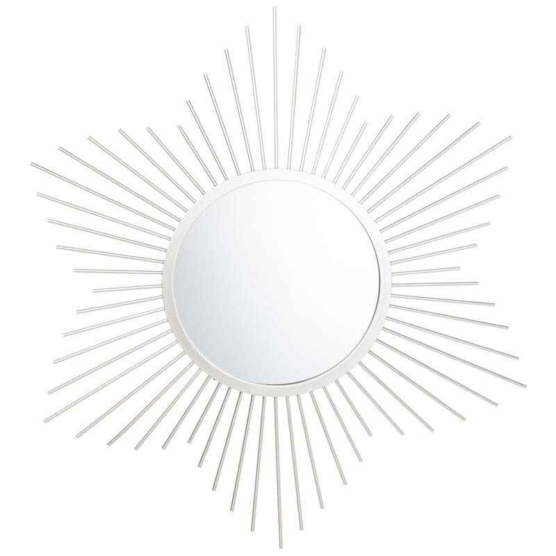 Safavieh River Sunburst Metal and Wood Mirror in Silver