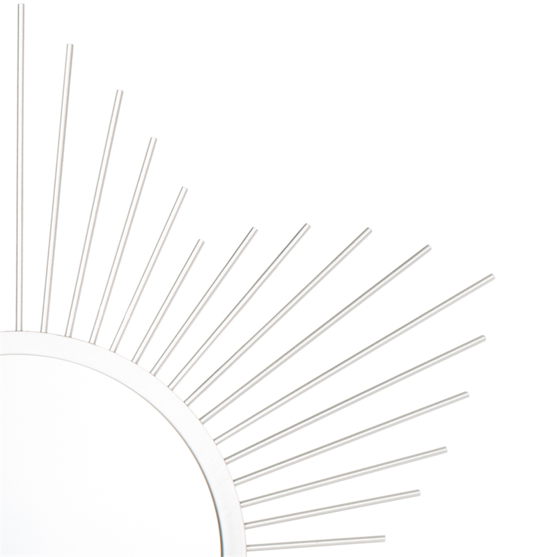 Safavieh River Sunburst Metal and Wood Mirror in Silver