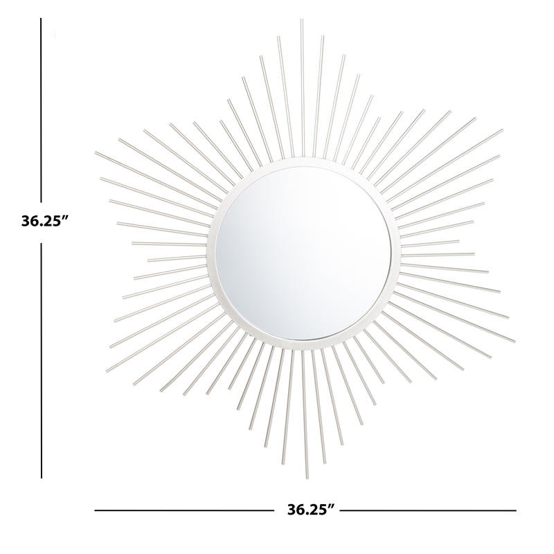 Safavieh River Sunburst Metal and Wood Mirror in Silver
