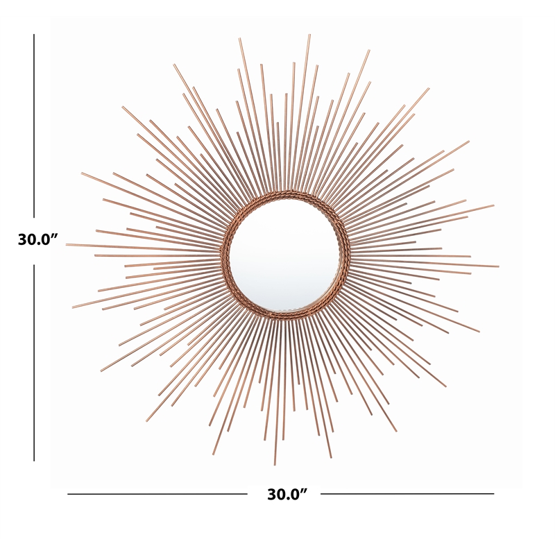 Safavieh Genevieve Sunburst Wood and Metal Mirror in Copper