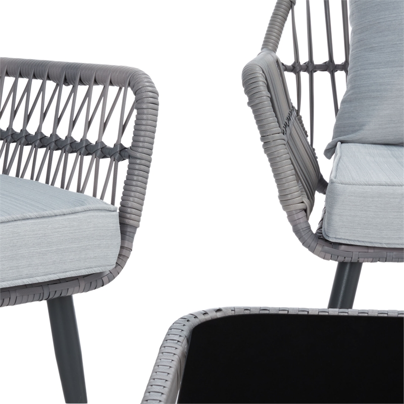 Safavieh Elsbeth Wood and Metal 4Pc Living Set in Gray
