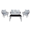 Safavieh Elsbeth Wood and Metal 4Pc Living Set in Gray