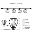 Safavieh Bowne Metal and Glass Led Outdoor String Light in Black