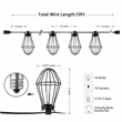 Safavieh Ellina Metal and Glass Led Outdoor String Light in Black