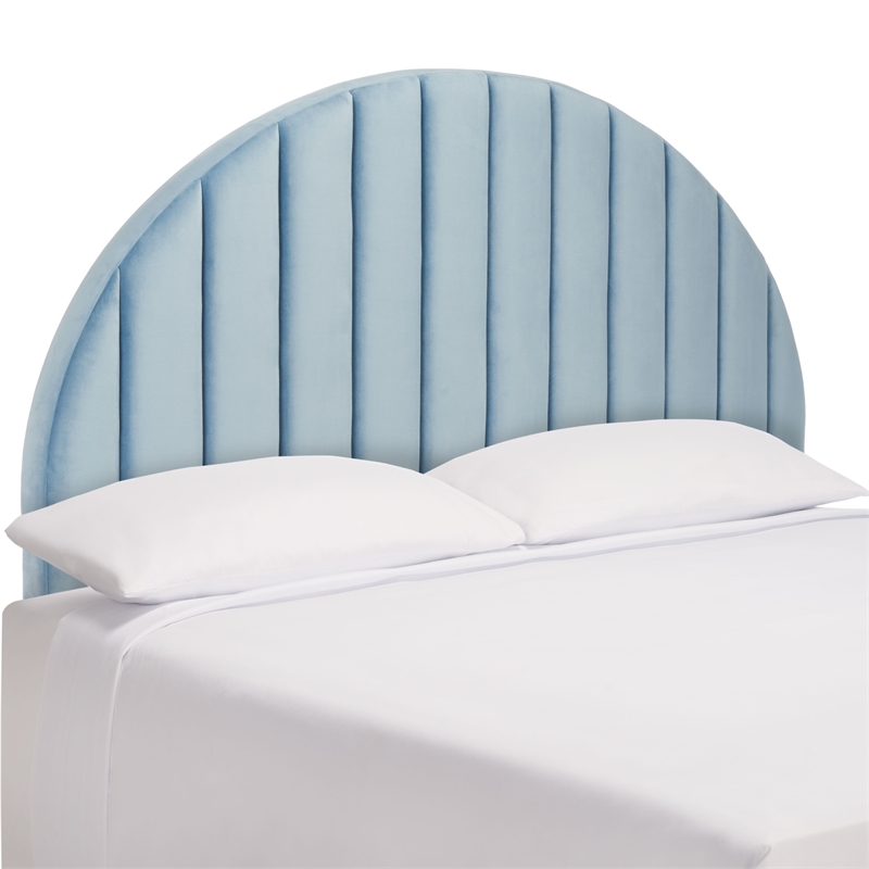 Safavieh Solare Wood and Velvet Striped Arched Headboard  in Slate