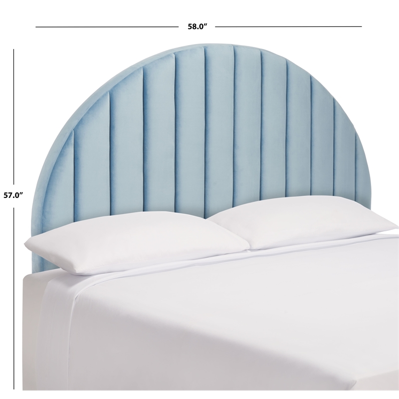 Safavieh Solare Wood and Velvet Striped Arched Headboard  in Slate