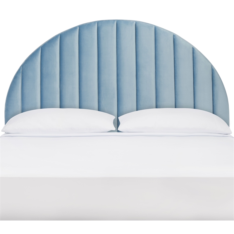 Safavieh Solare Wood and Velvet Striped Arched Headboard  in Slate