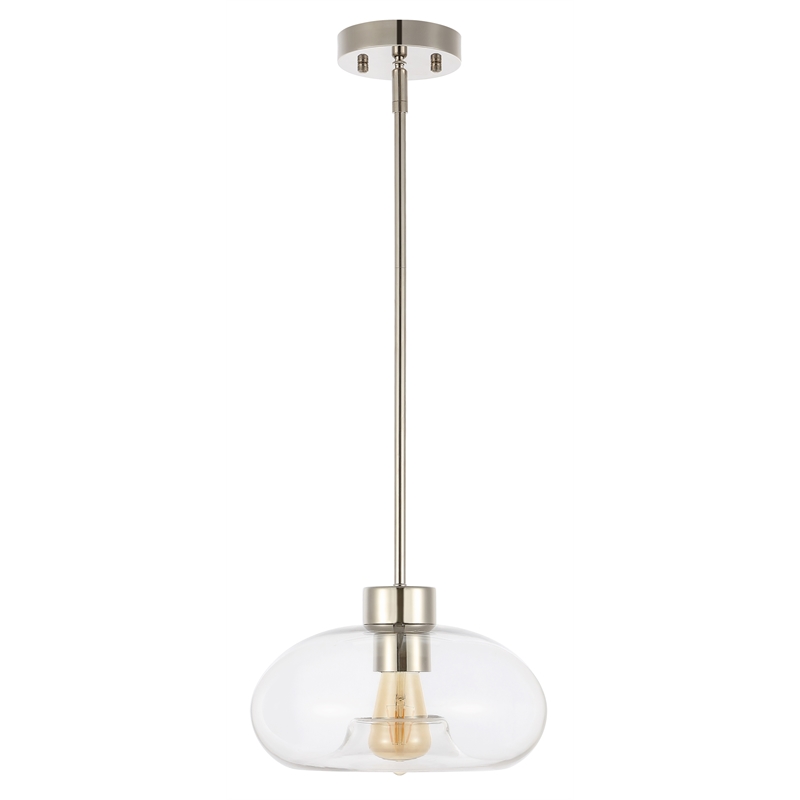 Safavieh Wessley Iron and Glass 11 Inch Pendant in Clear / Nickel