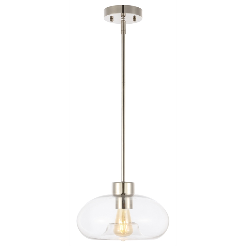 Safavieh Wessley Iron and Glass 11 Inch Pendant in Clear / Nickel