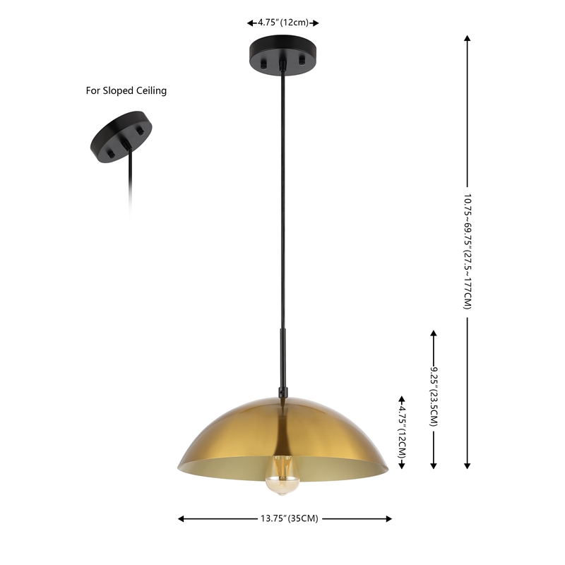 Safavieh Jorden Iron 14 Inch Pendant in Brass / Black