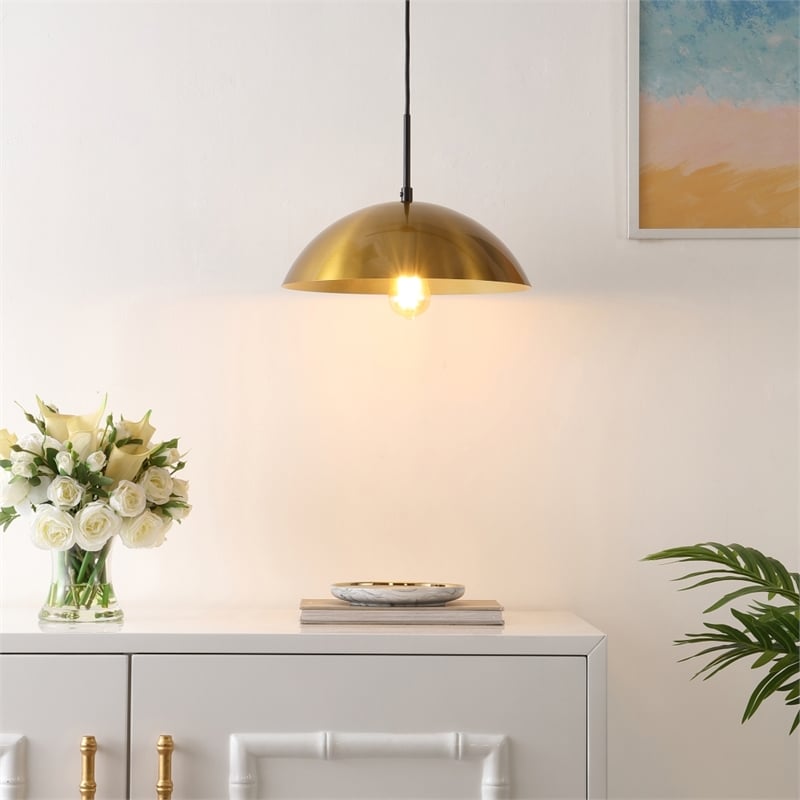 Safavieh Jorden Iron 14 Inch Pendant in Brass / Black