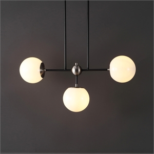 Safavieh Collier Iron and Glass 3Lt 28&quot Pendant in Black / Nickel