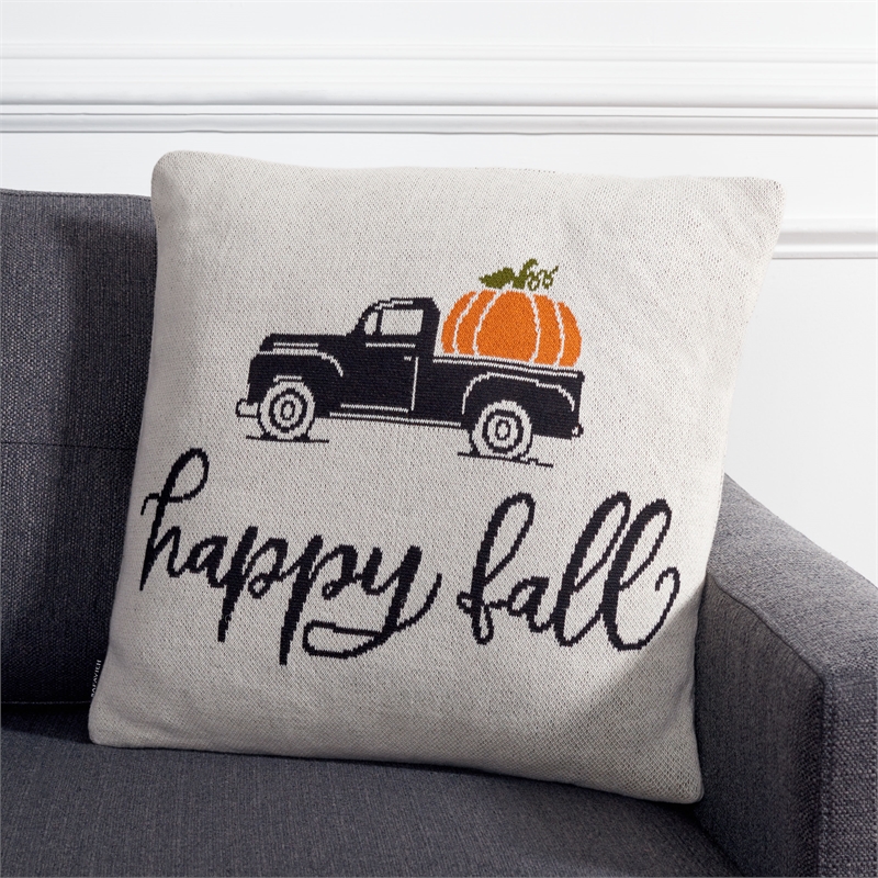 Safavieh Fall Truck Cotton Pillow in Beige