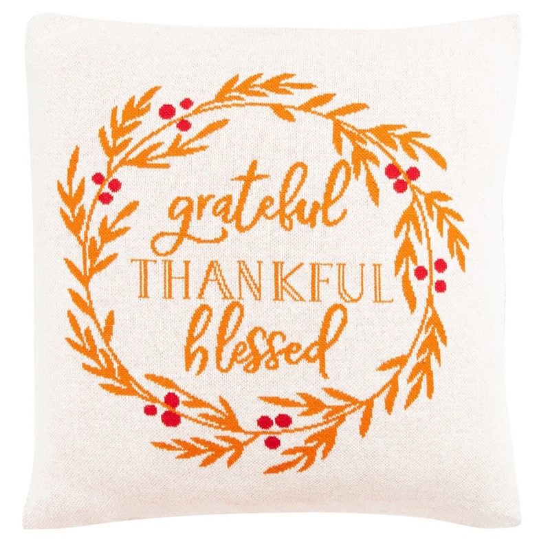 Safavieh Grateful Blessed Cotton Pillow in Orange