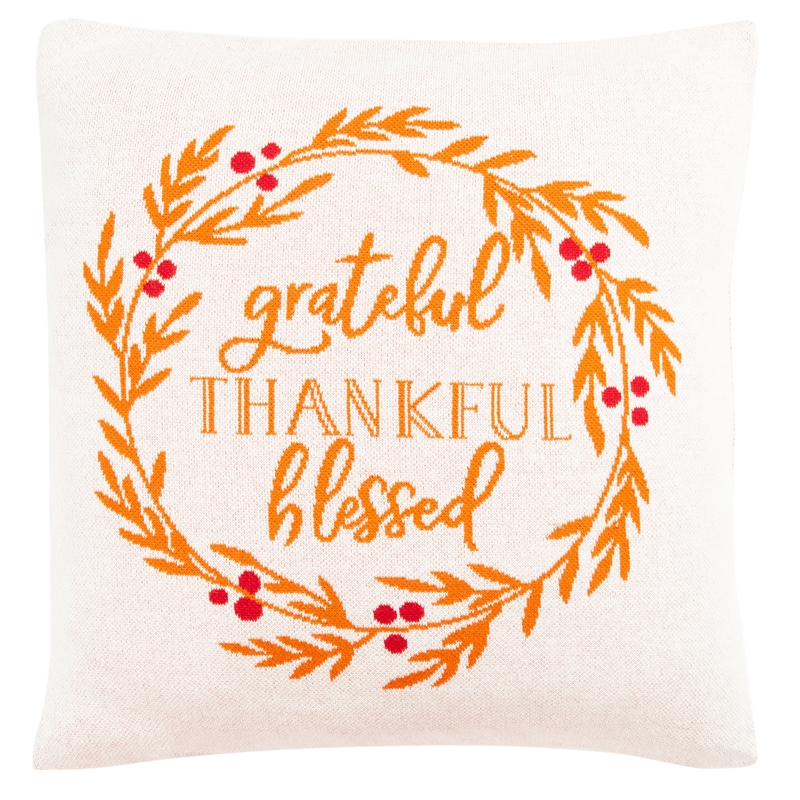 Safavieh Grateful Blessed Cotton Pillow in Orange