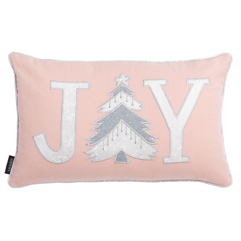 Safavieh Joy Polyester Holiday Tree Pillow in Silver / Pink