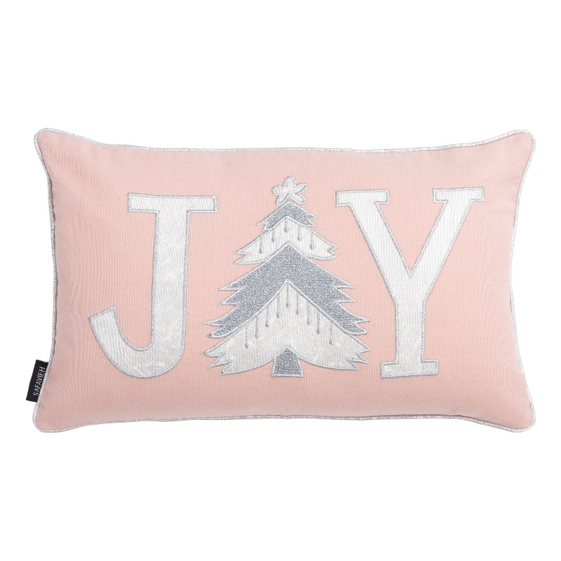 Safavieh Joy Polyester Holiday Tree Pillow in Silver / Pink