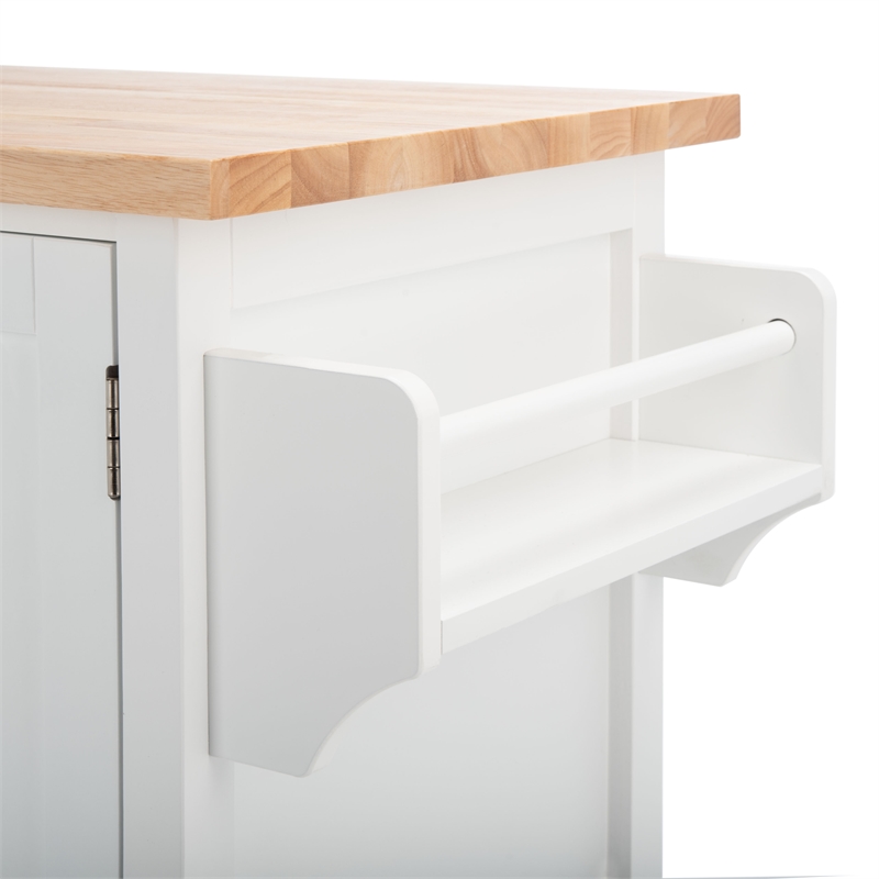 Safavieh Kesler Wood 2 Door 1 Shelf Cart in White / Natural