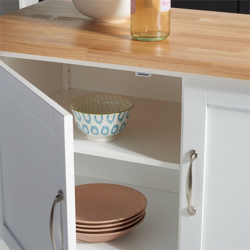 Safavieh Kesler Wood 2 Door 1 Shelf Cart in White / Natural