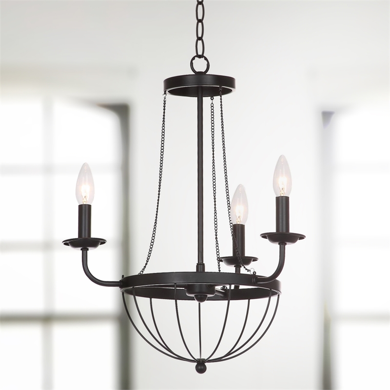 Safavieh Jacques Iron Chandelier in Black