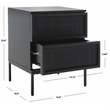 Safavieh Zadie Wood and Iron 2 Drawer Nightstand in Black