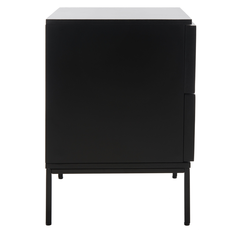 Safavieh Zadie Wood and Iron 2 Drawer Nightstand in Black
