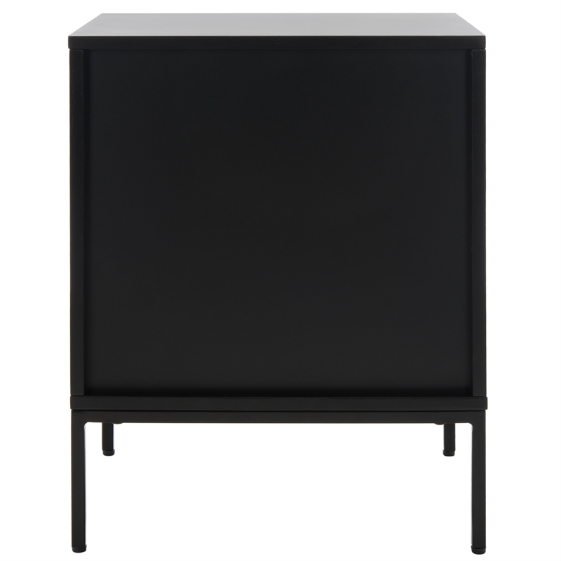 Safavieh Zadie Wood and Iron 2 Drawer Nightstand in Black