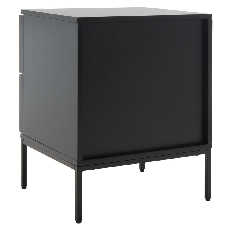 Safavieh Zadie Wood and Iron 2 Drawer Nightstand in Black